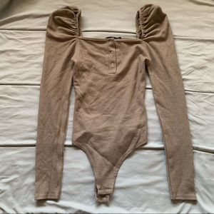 Prettylittlething Mocha Brown bodysuit top Size 4